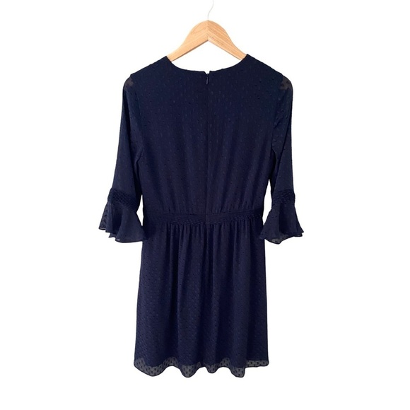 Banana Republic Navy Blue Swiss Dot Pleated Detail Dress NWT Size 4 - Picture 2 of 9